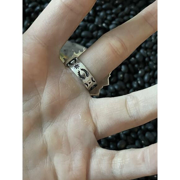 Sterling Silver Pink Rhodonite Multistone Stars & Moons Adjustable Ring~Stamped - Picture 5 of 8